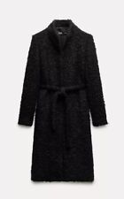 Zara Bouclé Mantel Aus Wollmix Schwarz S