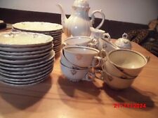 Altes Kaffeeservice, Creme Gold 12 Personen, Kaffeekanne, Zuckerdose, Milchgieße