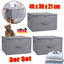3x Große Aufbewahrungsbox Schrankbox mit Deckel Faltbox Stoff Box Korb Klappbox