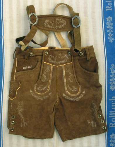Bestickte braune lederhose - bestickte,