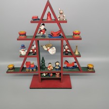 Weihnachten Adventskranz Holz Tannenbaum Pyramide Figuren Engel  rot grün 24x30