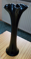 schlanke Vase Schwarz Glas