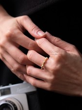 18K vergoldet | Bambus Zweig Ring | Sterlingsilber Vorsteckring Satiniert