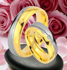 2 Trauringe Eheringe Partnerringe mit 3 Steine ,  GRAVUR GRATIS ,  JE72-3