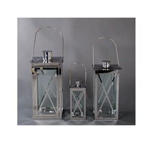 B-Ware!!! Edelstahl Laternen 3er-Set Gartenlaterne Terrassendeko Windlicht