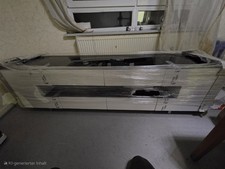 Sideboard Weiß, Schwarz, Glasscheibe, glänzend lackiert