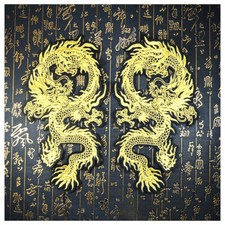 1Paar Golden Drachen Stickerei
