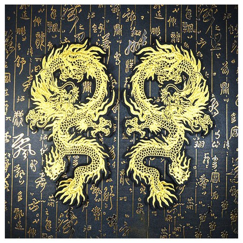 1paar golden drachen stickerei - golden,