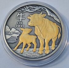 1 UNZE 999 SILBER - LUNAR OCHSE 2021 - ANTIK FINISH - SILBERMÜNZE -SILBERBARREN