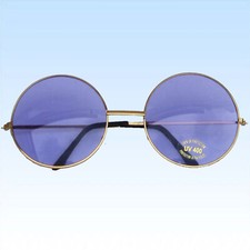 Große Hippie Brille Lila Ø6cm 70er Jahre Flower Power Hippiebrille runde Gläser