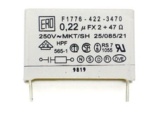 1x 0,22µF X2 + 47Ω 250V~ ERO