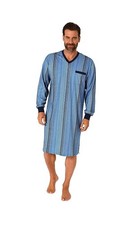 Herren Nachthemd mit V-Ausschnitt Langarm Kästchen 67942