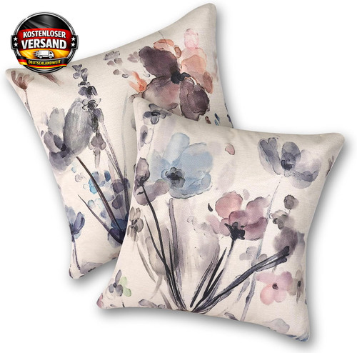 2er set blumen kissenbezug - blumen,