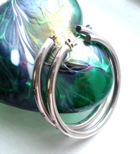 Riesige Ohrstecker 6,4 cm,  Stecker Creolen 925 Silber mit je 3 Zirkonia Steine