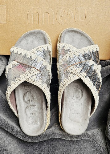 Mou leder pantolette silber - leder,