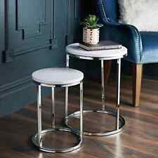 Norsk 2er Set Tische weiß Satztischplatte mit Chrombeinen klassisches weißes Design