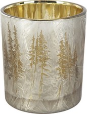 TrendLine Kerzenhalter aus Glas Ø 7 x 8 cm silber-gold  Teelichthalter