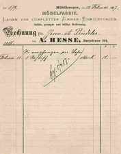 A. Hesse Möbelfabrik 1887 Mühlhausen Burgstrasse 5 Thüringen Riedeler Königsee