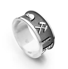 DUR 925 Silber Schmuck Ring 'Pott' / 'Glück Auf' sandlos dunkel rhodiniert - NEU