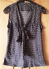 Leichte Bluse Top, gr: S Braun mit Tupfen 