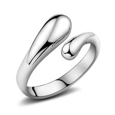 eleganter Ring 925 Sterling Silber plattiert größenverstellbar Tropfen Träne 