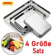 Backblech 4er Set, Edelstahl Backblech, Rechteckig Ofenblech Kuchenblech DIY