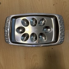 Edelstahl Eiertablett 6+2 Eier Speisentablett Osterteller Anrichte 30x17cm