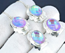 MYSTIC REGENBOGEN TOPAS Edelstein 925 Sterlingsilber Schmuck OHRHÄNGER