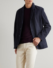 Marineblauer Leder Blazer Herren Reines Wildleder Mantel Größe S M L XL XXL 3XL