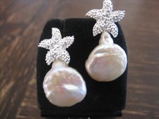 zauberhafte maritime Ohrringe Stecker Keshi Perle Seestern 925er Silber NEU