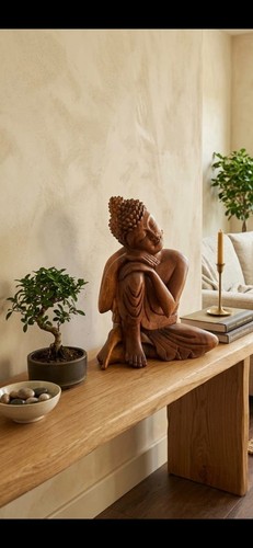 Buddha statue aus teakholz - buddha,