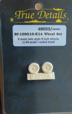 Bf-109 G-10 K-14 Wheel-Set, Resin-Set, True Details, Scale: 1/48, Kit: 48023