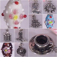 ♥ Charm Anhänger Cowboystiefel Lampwork Kaffeetasse Strohhut Schloss Burg ♥ 
