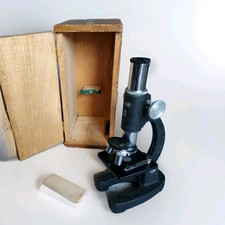 Altes Mikroskop HI-POWER 100X - 200X - 300X Mit Holzkästchen und Objektträgern 