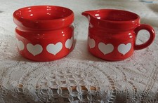 Waechtersbach - Keramik - Milchkännchen/Zuckerdose - Herzen - Rot - Retro 2 tlg.