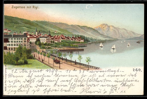 Lithographie zugersee rigi - lithographie,