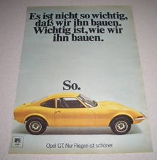 Jahr 1970 orig. Reklame Werbung  Opel GT  Es ist nicht so wichtig, ...