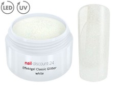 UV LED GEL GLITTER WHITE Glitzer Farbgel Effekt Color NailArt Modellage Weiß Tip
