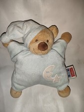 Nattou Teddy Bär blau Stern Mond Stofftier Schmusetier Kuscheltier 25cm TOP 