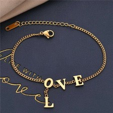Luxus Edelstahl  Damen  Armband LOVE 18K  Gelbgold vergoldet  Neu