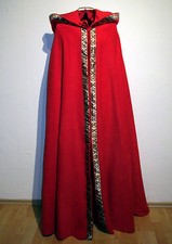 König - warmer Umhang mit spitzer Kapuze Borte gold rot Cape Fasching Karneval 