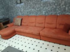 Sofa gebraucht, terracottafarben, mit Ottomane, Microfaser, 3,6m, Ottomane 1,6m