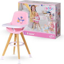 Baby Born Hochstuhl - Puppenstuhl in Moderner Holzoptik - Hochwertiges Puppen Zu