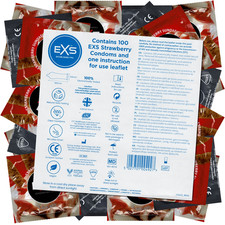 EXS Vorratsbeutel Strawberry 100er Pack | Kondome aromatisiert Erdbeer, vegan