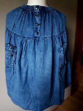 Jeansrock,Faltenrock,Wadenlang ungefüttert mit kleiner Knopfleiste Gr,36-42blau 