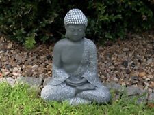 Steinfigur Buddha Feng Mönch Statue in Basaltgrau