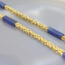 Wert 12900 € Lapislazuli Königs Kette (endlos) 750 18 Karat Gelb Gold xxyy