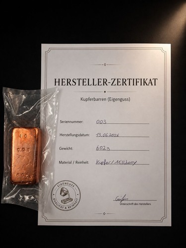 Kupferbarren eigenguss 602g - eigenguss,