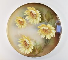 Großer Wandteller Sonnenblumen Dresden Porzellan Zierteller handgemalt