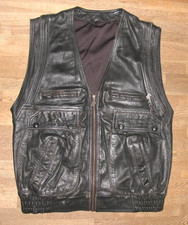 fertige!!! Herren- LEDERWESTE Outdoor- Weste  ärmellose Lederjacke schwarz ca.52